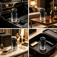 Nouveau diffuseur d'huiles essentielles sans fil de luxe en verre pour voiture, purificateur d'air, humidificateur, rafraîchisseur d'atmosphère, brume LED, rechargeable par Type-C