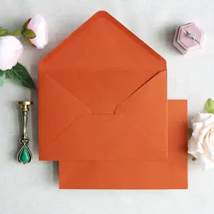 맞춤형 번트 오렌지 봉투 청첩장 카드 포장 종이 및 봉투