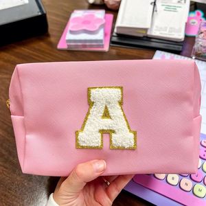 Hot Selling New 26 Embroidered Letter <b>Bag</b> Pu <b>Large</b> Capacity Storage Makeup <b>Toiletry</b> Organizer Women Travel Cosmetic <b>Bags</b> - Product Image 5