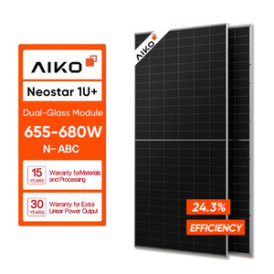 Paneles Solares Aiko Certificados Tipo N <span class=keywords><strong>Abc</strong></span> 650W 660W 670W 675W 680W Panel Solar Monocristalino <span class=keywords><strong>de</strong></span> Doble Vidrio para <span class=keywords><strong>Electricidad</strong></span> Doméstica - Product Image 1