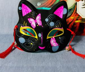 Goldfish Butterfly Máscara pintada <span class=keywords><strong>Fox</strong></span> Cat Face Halloween Masquerade Party Kabuki Máscaras Negro Estilo japonés - Product Image 4