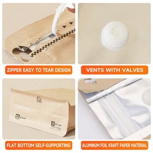 5000 cái bao bì tùy chỉnh in với van và dây kéo giá cả cạnh tranh đáy phẳng đứng lên giấy kraft túi Cà phê - Product Image 3