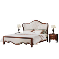 Meubles de chambre à coucher de luxe en bois blanc, tête de lit en chêne, frêne, noyer, acajou, bois massif, lit rembourré King Queen Size