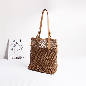 malla de algodón <span class=keywords><strong>Shopper</strong></span> Tote bolso elegante para rato viaje de compras de comestibles diario mujer chica - Product Image 2