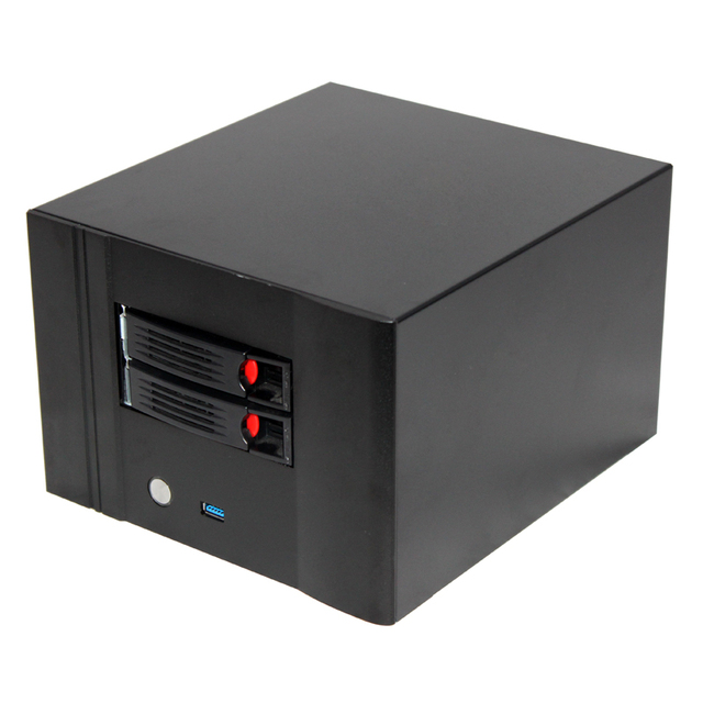 IPFS Hot Swap Full Tower 2bays Mini Nas Server case 3.5'' Hard Drive Nas case for Industrial Solutions