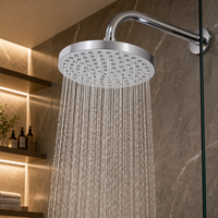 Pommeau de Douche Rond en ABS Écologique Facile à Installer, Chromé, Fixation Murale pour Salle de Bain