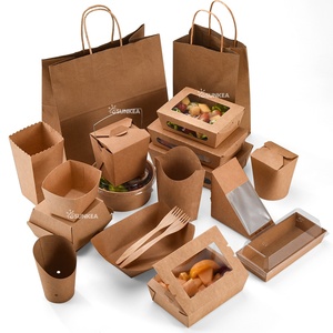 Eco friendly stampato usa e getta da asporto scatole di cibo in carta kraft da asporto - Product Image 3