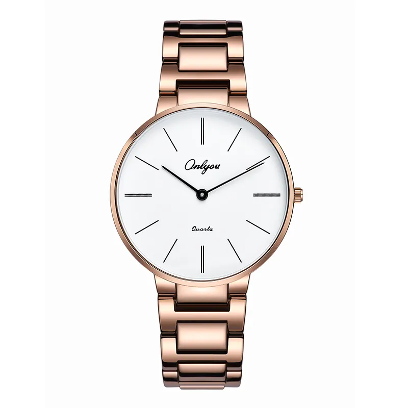 Onlyou Hot sale waterproof watches men stainless steel custom logo quartz luxury women watch 83015