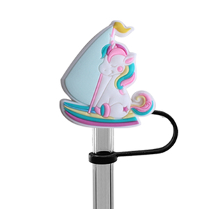 Recién llegado, adorno de unicornio de silicona personalizado de 10mm y 8mm para bebidas, bonita cubierta de paja, suministros decorativos para fiestas promocionales - Product Image 6