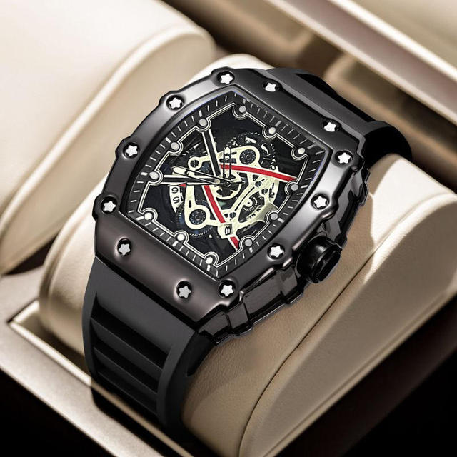 ZIDO Men's Fashion Sport Quartz Watch Tonneau Case Luminous Pointer Waterproof Silicone Strap Hot Sale Casual Wear