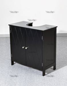 Meuble <span class=keywords><strong>de</strong></span> rangement pour évier sur pied Youtev avec 2 portes et étagère noir <span class=keywords><strong>sous</strong></span> l'évier meuble vanité <span class=keywords><strong>de</strong></span> salle <span class=keywords><strong>de</strong></span> bain en bois sans évier - Product Image 4