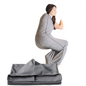 Sac de couchage en forme humaine, polyester respirant, longueur standard adulte, aide au sommeil, gris - Product Image 2