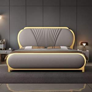 เตียงคิงไซส์แบบพับได้โครงเตียงขนาดควีนไซส์พร้อมลิ้นชักชุดที่นอนดีไซน์หนังคุณภาพสูงเตียงหนังคิงไซส์ - Product Image 1