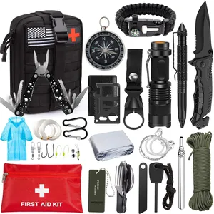 42合1狩猎多用途生存装备套件，带战术背包医疗包钓鱼玩具套装