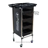 Chariot de Salon Commercial Moderne à 6 Niveaux en Métal, Étagère de Rangement pour Outils de Beauté, Chariot de Coiffure à 4 Roues pour Permanente et Coloration