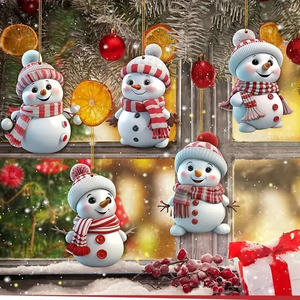 2D Arts et Artisanat Bonhomme de Neige Acrylique Décorations de Noël pour la Maison Voiture Arbre de Noël Ornements Suspendus <span class=keywords><strong>Noel</strong></span> Natale Navidad - Product Image 2