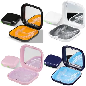 Custom logo new design colorful dental orthodontic invisible aligner braces retainer case box with mirow logo and vent