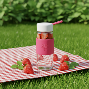 Bouteille en verre borosilicate haute résistance anti-fuite avec manchon en silicone 400 ml – Minimaliste, écologique, pour camping et voyage - Product Image 4