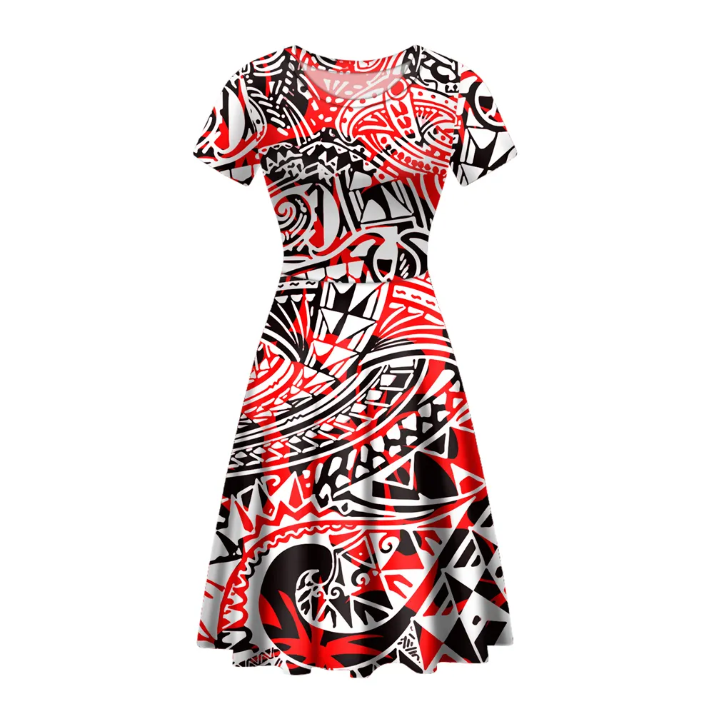 Promosyon polinezya geleneksel Tribal stil baskı moda elbise kızlar için özel özel lüks elbise bayanlar zarif elbise