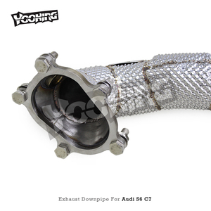 Tuyau de descente du collecteur de moteur pour <span class=keywords><strong>Audi</strong></span> <span class=keywords><strong>RS6</strong></span>/RS7 <span class=keywords><strong>C7</strong></span> 4.0T 2014-2018 <span class=keywords><strong>Performance</strong></span> Sport Car SS304 Tuyaux droits Silencieux Système d'échappement - Product Image 2