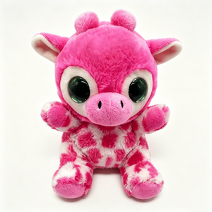 Peluche de jirafa rosa personalizado, peluche de jirafa con manchas, juguete de jirafa de ojos grandes, peluche de safari, muñeca de animal rosa para niñas - Product Image 2