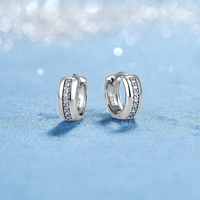 Boucles d'oreilles créoles Huggie en argent sterling 925 plaqué or, serties de moissanite, testées au diamant, pour femme, usage quotidien