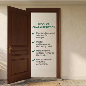 Puerta de interior de madera maciza con diseño simple GA-05S, madera dura de Malasia, núcleo de madera maciza. - Product Image 2