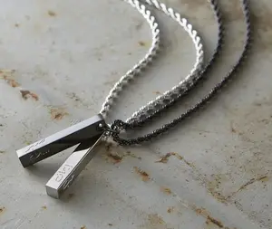 Inspireren Sieraden Roestvrij Staal Kernwaarden 3d Bar Ketting Mannen Vrede, Minnaar, Geloof En Geduld. Nieuwe Mode Hanger Ketting