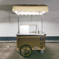 Congélateur d'affichage à chariot poussé à la main Gelato et gâteau de type combiné