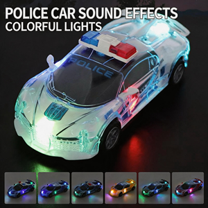 Voiture de police noire à inertie avec lumières, modèle en plastique 5x7x15cm pour enfants de 5 à 7 ans, unisexe - Product Image 2