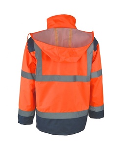 Parka de dos tonos 5 en 1 de <span class=keywords><strong>alta</strong></span> <span class=keywords><strong>visibilidad</strong></span> para hombre, logotipo personalizable, características impermeables - Product Image 2