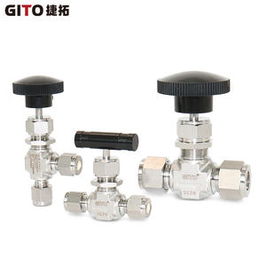 Vanne à aiguille à double ferrule en acier inoxydable SS316 1/4'' à passage direct, corps forgé, commande manuelle pour eau et huile - Product Image 5