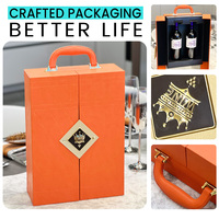 Boîte cadeau de luxe personnalisée pour vin, boîte de présentation pour verres à vin, boîte à vin en cuir PU écologique avec poignée