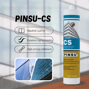 PINSU-CS Selante de silicone de adesivo resistente a intempéries, selante de silicone com forte adesão para paredes externas de edifícios, solário