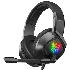 Custom Logo K19 PC Gaming Headset Led Lights Stereo Sound USB 50mm Wired Mobile On Ear Headphones