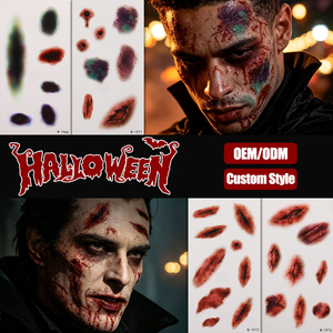 Autocollant de tatouage temporaire réaliste pour Halloween : égratignures, blessures, trous de balles, maquillage SFX, cosplay, imperméable, art corporel - Product Image 1
