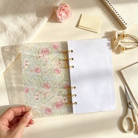 Carnet à spirale A6 DIY, avec couverture transparente en PVC givré, classeur acrylique à 6 trous à motifs floraux, feuilles mobiles pour usage scolaire