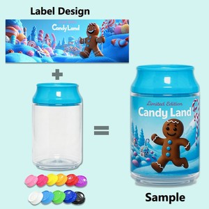 Tarro de plástico personalizado con forma de lata de refresco para dulces, galletas y gomitas comestibles de 3.5g, con diseño floral y etiqueta. - Product Image 1