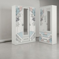 Armoire moderne de luxe en acier avec porte coulissante et panneau en verre à motif marbré