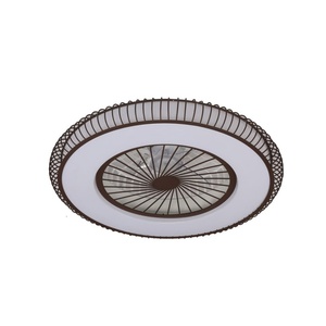 Ventilateur de plafond moderne à cage encastré, style ferme, en rotin, vintage, avec lumière pour chambre à coucher - Product Image 1
