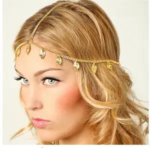 New Women Metal Leaves Tassels Headband Fashion Head Chain Hair Jewelry