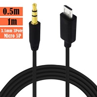 Câble audio AUX pour voiture pour smartphones, adaptateur audio USB vers Micro-USB vers DC 3,5 mm, conducteur en cuivre de 1 mètre