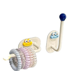 Dopamine Adhesive Hook Hair Tie Storage Jewelry Rack Removable Wall Mount Bathroom Organizer Mixed Colors One Smiley Face Hook - Product Image 5
