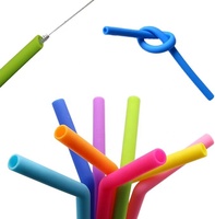Pailles à boire en silicone portables de 8 mm et 12 mm, droites et courbées, couleurs bonbon, accessoires de bar écologiques