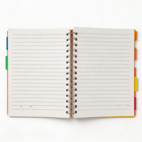 Carnet spirale A5 personnalisé à 5 sujets avec intercalaires en PP colorés, 105 feuilles, carnet planificateur avec intercalaires pour l'école et le bureau