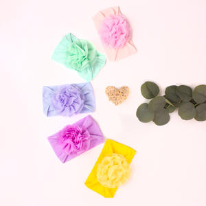 Européenne Américaine Chic Bébé Fleur Cheveux Accessoires Nouveau Confortable Large Cheveux Écharpe Mignon Doux Bébé Nylon Bandeau pour Enfants - Product Image 2