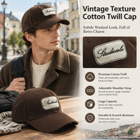 Casquette de baseball personnalisée Melbourne avec patch carré brodé, en coton doux, vintage, respirante, imperméable, unisexe, pour les sorties quotidiennes