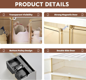 Meuble de rangement à chaussures moderne en plastique PP transparent, pliable, écologique et multifonctionnel, à 1/3/6/9 niveaux - Product Image 4
