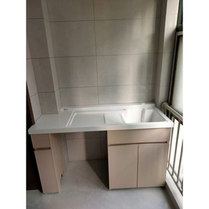 Gabinete de lavandería de aluminio de panal de tamaño pequeño de estilo moderno con fregadero de cerámica profundo para uso en el baño del hotel - Product Image 1