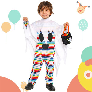 Disfraz colorido de diablo pequeño para Halloween para niños de 5 a 7 años, traje de cosplay para juegos de rol con bolsa de truco o trato - Product Image 1